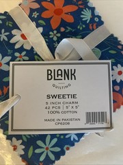 2 SWEETIE CHARM PACK BY BLANK FABRICS 5X5 42 PIECES. RED, WHITE & BLUE.