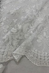 48″/50″ Wide Corded Floral Lace Fabric with Sequins – Mesh Embroidered Fabric