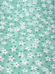 Small White Flowers Red Centers on Fresh Mint Green BTY Spectrix Cotton Fabric