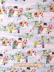 Christmas Snowman Children Snow Cotton Fabric HG&Co Frosty Flakes By The Yard