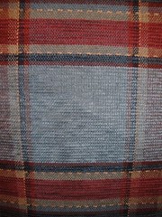Plaid Blue Creme Rust Chromatex Mills – 5+yds=$0 S&H