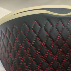 Faux Leather Double Thread Quilted Vinyl Fabric Foam Backing Upholstery Material