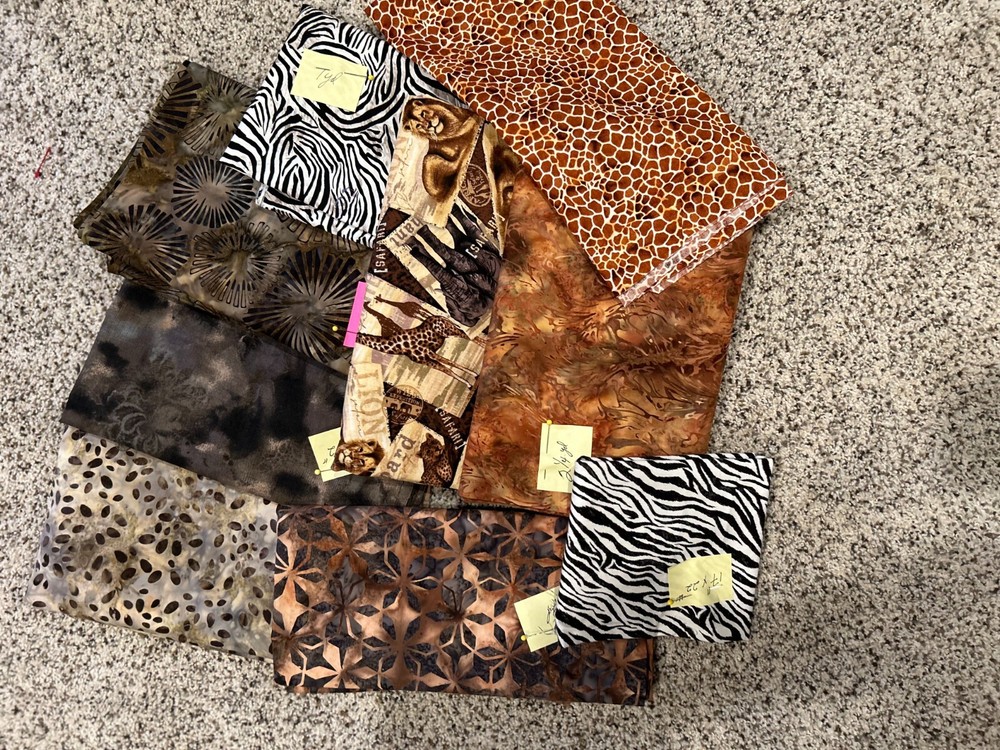 Fabric Bundle Quilters Cotton Quality Animal Prints, Browns Earthy Tones