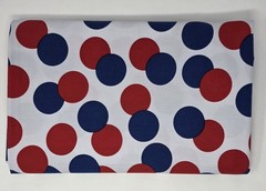 Vintage Retro Mid Century Modern Fabric Red Blue Polka Dot 45” Wide Atomic