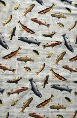 Novelty Prints Fish on Newspaper Cotton Fabric – 1.8 yds x 44″