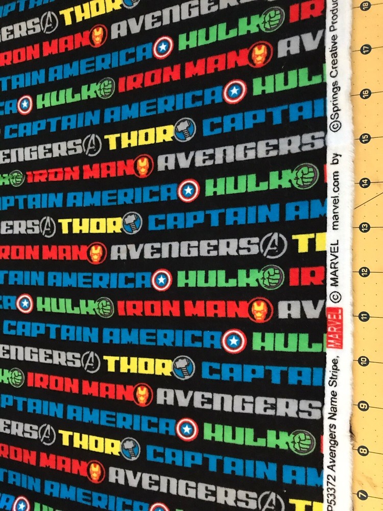 Avengers Name Stripe Marvel Flannel fabric Sold By The Yard #1420