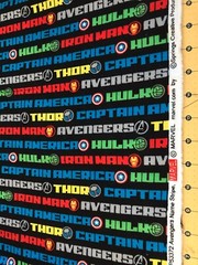 Avengers Name Stripe Marvel Flannel fabric Sold By The Yard #1420