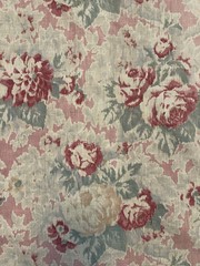 VTG SHABBY FADED PINK ROSE FLORAL COTTON FABRIC 35×171 45Y G2U