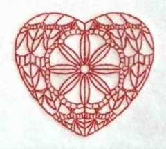 VALENTINE HEARTS, QUILTING SQUARES, Machine Embroidered. 10 Designs, 12 squares