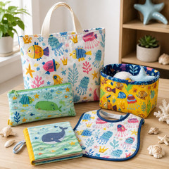 Ocean Fabric Squares 5 X 5 Inch, 42 Pcs 100% Cotton Charm Pack Fabric for Quilti
