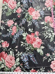 Waverly Sweet Brier Roses Black Vintage Floral Fabric Remnants Only Please Read