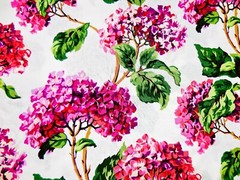 Purple Lilacs Fabric,Cotton,72″x45″,White,Purple Lilacs,Leaves,Polyester,Jo-anns