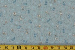 By 1/2 Yd, Vintage, Blue & Gold Floral on Sea-Green Cotton/Classic Cottons,P8643