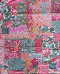 Country Floral Patchwork Cotton Weave 45×42″ Roses Cherries Paisley 43×3.3 Yds