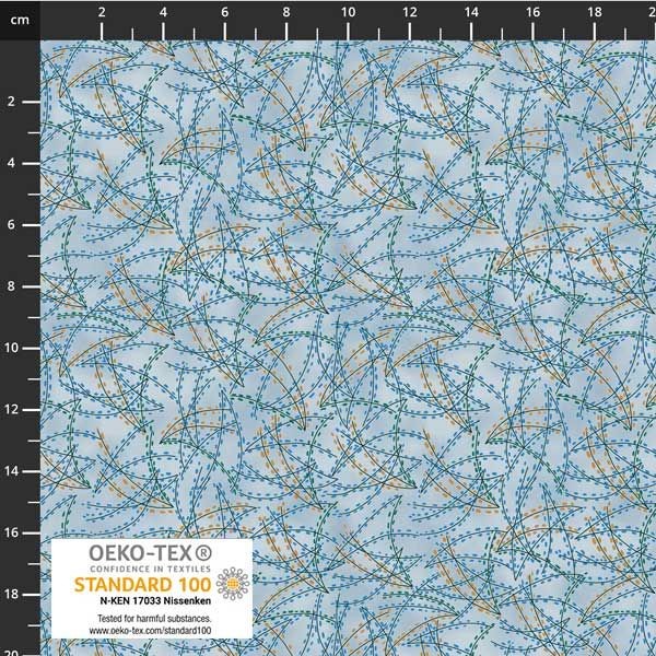 Stof European Quilting Fillippa’s Line Lines Oblong Dots Lt Blue Fabric By Yd