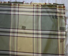 Shiny Plaid Drapery Fabric Remnant. Multicolor / Green 36″ x 250″