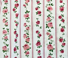 VTG 1970`s Shades of Pink and Red ROSES Floral Pink Stripe 36″ X 12″ Quilting