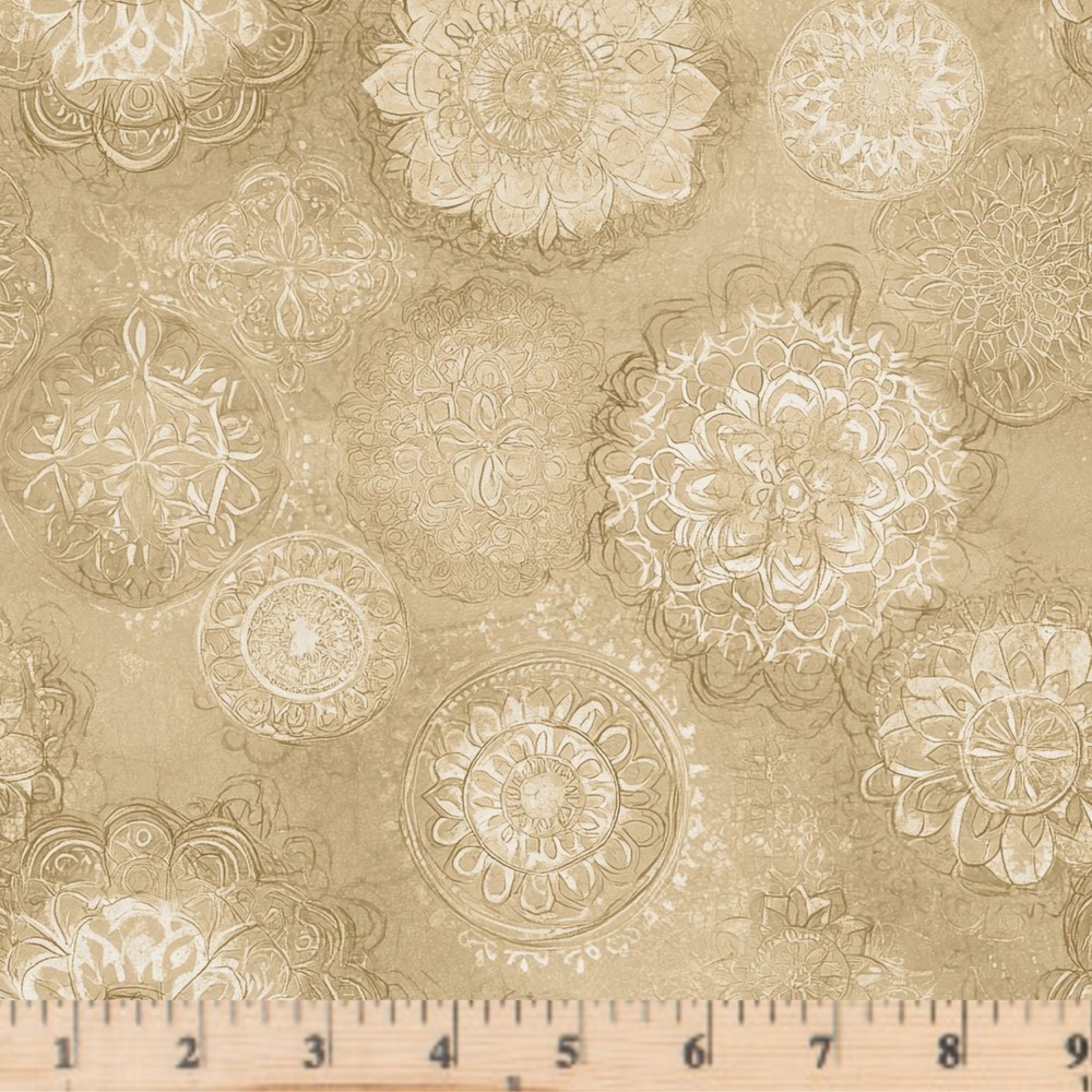 108″ Wideback Quilt Natural Vintage Medallion 100% Cotton Fabic 3 yard piece