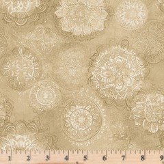 108″ Wideback Quilt Natural Vintage Medallion 100% Cotton Fabic By Yard