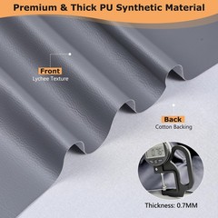 Faux Leather Vinyl Fabric by the Yard, 54″ W 0.7MM, Gray 2 Yards