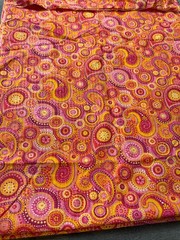 Fabric Lot 4 Yds 12 Ins 44 W Paisley Circles Pink Yellow Coral Cotton Seersucker