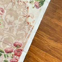 1.2 YD Vintage Floral Flourish Polished Cotton Decor Fabric Beige Cyrus Clark