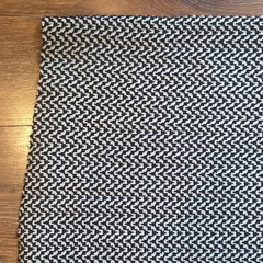 Vintage 26″x65″ Black & White Textured Geometric Woven Zigzag Rectangle Fabric