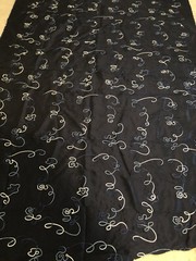 Midnight Blue Iridescent Silk Taffeta Fabric 60” X 80” With 3 D Details