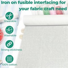 Woven Cotton Iron-On Fusible Interfacing 16.1″ x 10 Yards Heavyweight Fabric DIY