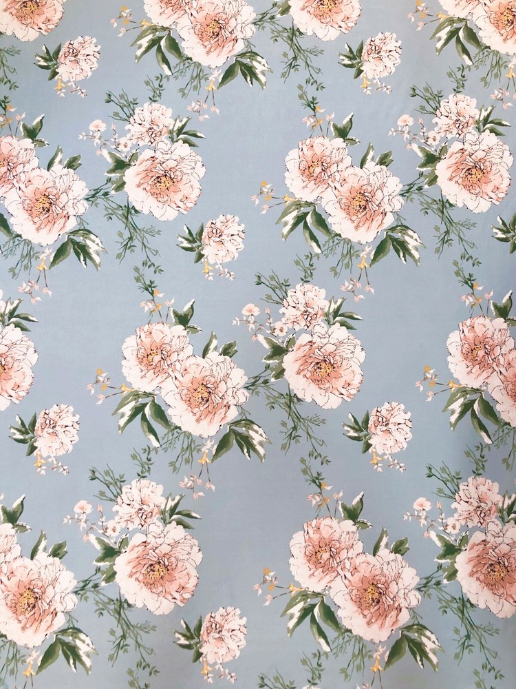 Brushed Single Spun 2 ways Stretch Big Floral Design Light-Medium Weight
