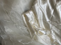 Off White Satin Mesh/Net and Lace For Doll Cloths Crafts Slow Stitch Vintage