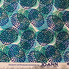 Fabric Cotton Print Aqua Blue Green Ovals Woven Stretch Abstract 4 1/2 yds