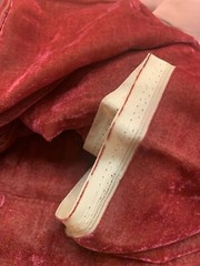 1/4 Yard – VINTAGE RED TAN SILK RAYON VELVET 2 Tone FABRIC