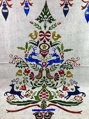 Scandinavian Tree Fabric Panel New Snow Deer Partridge In The Beginning Studio