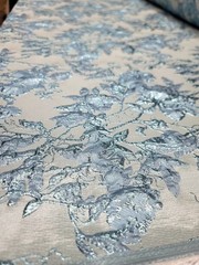 Sky Blue Floral Metallic Brocade Fabric Sold by the yard For Dress Upholstery