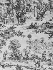 Fabric by the meter and tablecloths | Toile de Jouy model 2 various colors | height 305cm