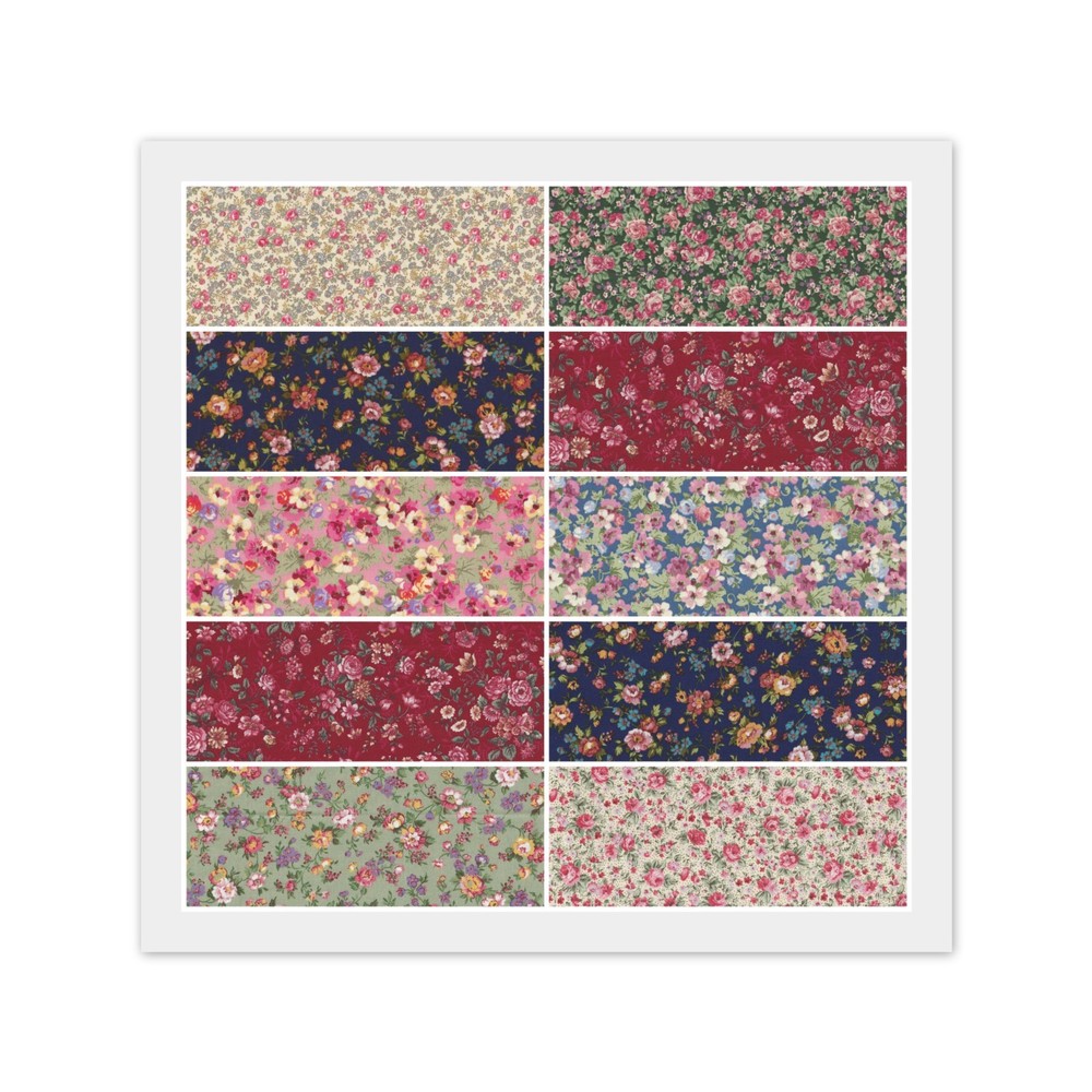 Country Floral CHARM PACK: 40) 5″ x 5″ Squares, 100% Cotton Fabric, 2 Dups