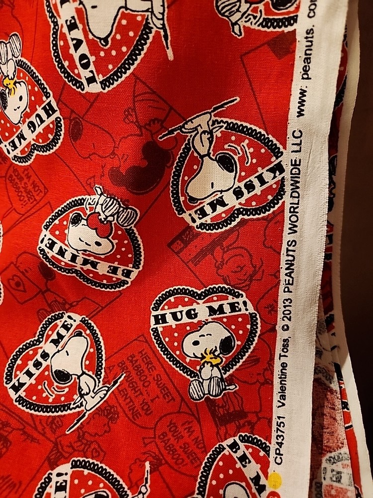 Peanuts Fabric -Valentine Toss (Snoopy/ Hearts) -100% Cotton By The Yard