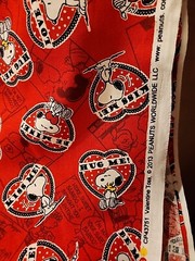 Peanuts Fabric -Valentine Toss (Snoopy/ Hearts) -100% Cotton By The Yard