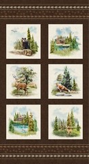 Back country Wildlife/Nature Fabric Panel 24in x 44″ Panel w/9 1/4in Blocks
