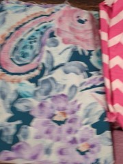 Lot of Fabric, Pink & Purple, Floral and Chevron, 1lb 4oz