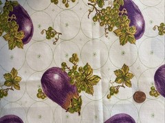 1.5 Yds x 45” Vintage Eggplants and Grapes Cotton Fabric Prewashed