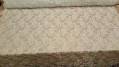 “White Bridal Lace Fabric with Embroidered Flowers and Polka Dots – Sold by the