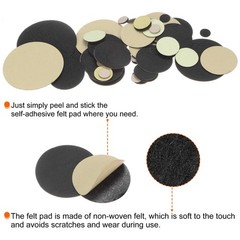 HARFINGTON 100pcs Round Adhesive Felt Circles, 30mm (100pcs), Black