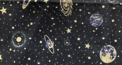 NEW Glitter Space Galaxy Stars Silver Planets FABRIC NASA 100% COTTON 29″