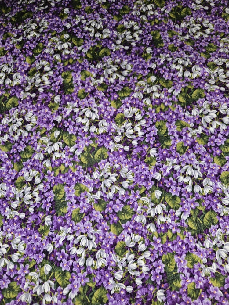Violet Garden Purple Floral 100% Cotton Fabric Hobby Stores 3 Yards X 42″ Wide