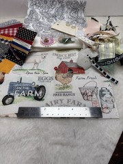 slow stitch junk journal kit HANDMADE Dairy Farm Vintage & Modern Lace , Fabrics