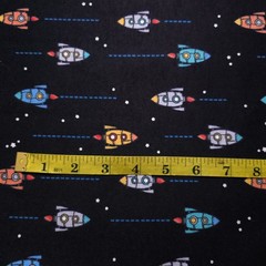 Retro Outer Space Rocket Ships Cotton Fabric 42″ By The Yard