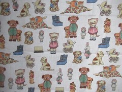 PAPER DOLLS &ANIMALS Sheryl Ray Marquez #28119 Windham COTTON FABRICS VTG 13″X