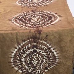 Vintage West African Bazin Riche Damask Fabric Tie Dye Brown Ochre Boho 2.4Yds